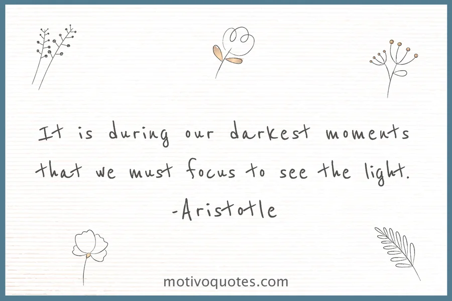 It is during our darkest moments that we must focus to see the light. Aristotle